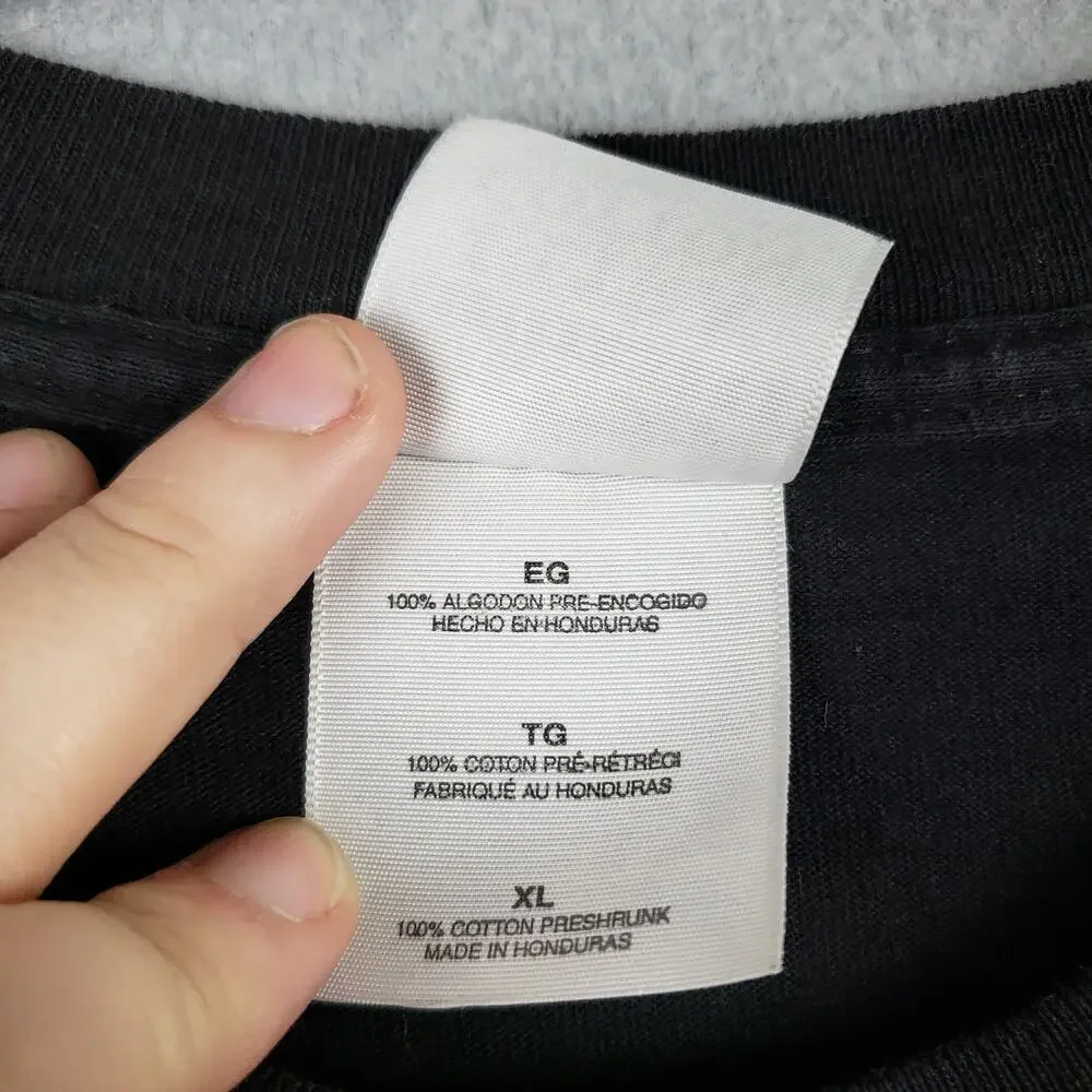 Y2K Campus Chaos Black Graphic Tee Money Good Napster Bad Cop Humor 2000 Size XL - Picture 6 of 8